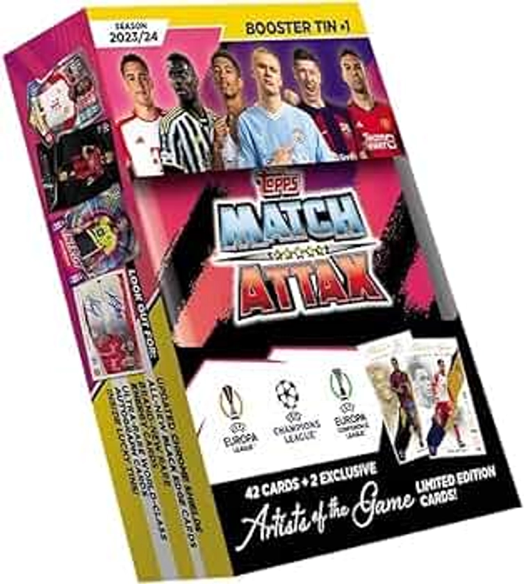 Topps Match Attax 23/24 - Booster Tin (Random Tin) - Contains 42 Match Attax Cards Plus 2 Exclusive Artists of The Game Limited Edition Cards