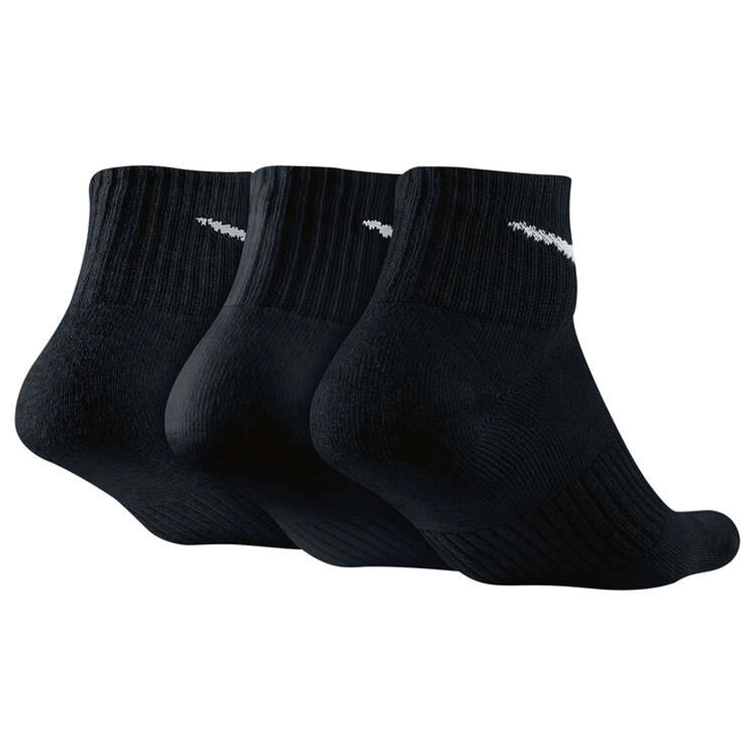 Nike Cotton Quarter 3 Pack Socks Black M - YTH 5Y - 7Y/WMN 6 - 10/MEN 6-8