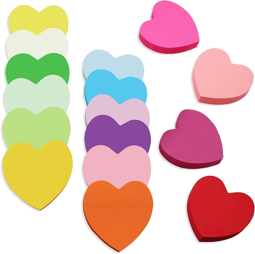 1200 Sheets 3X3in (76 * 76mm) Heart Shape Sticky Notes Set, Colourful Heart Post It Notes, for Office School Home | 75 Sheets/Pad (16 Pad) : Amazon.co.uk: Stationery & Office Supplies