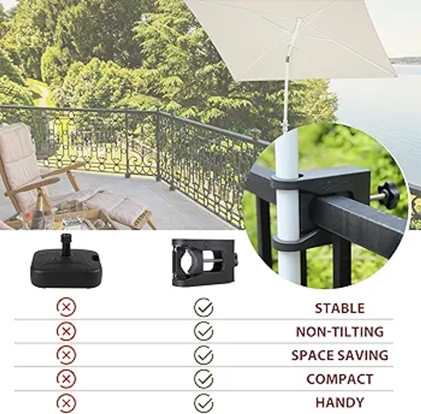 Sekey Support de parasol pour balustrade de Balcon, parasol et Balcon