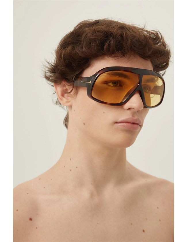 Tom Ford acetate mask featuring yellow lenses