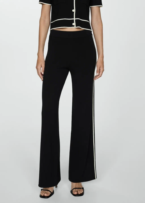 Knitted pants with contrasting stripes - Women | MANGO USA