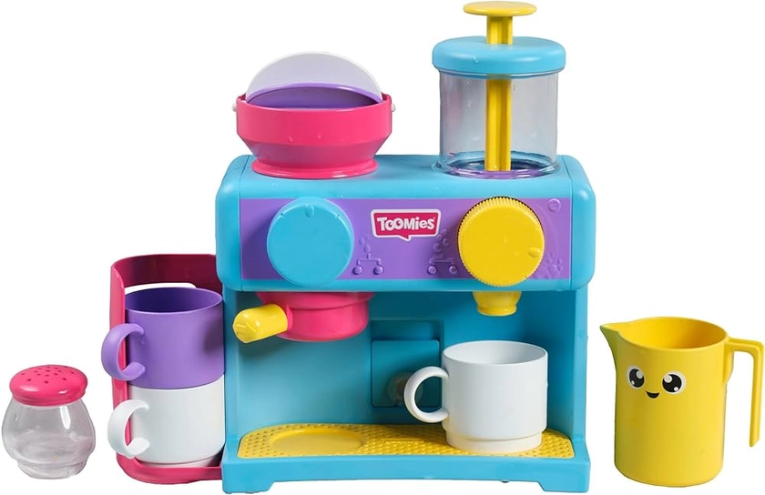 Tomy Toomies Machine à café pour Le Bain - Jouet de Bain pour bébé - Jouet pour Baignoire à Fixer au Mur - Coffret dinette Enfant Qui Comprend 3 Tasses, 1 Pot et 1 Shaker - À partir de 18 Mois