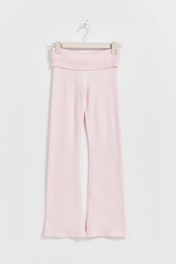 Knitted yoga pants - Pink - Gina Tricot