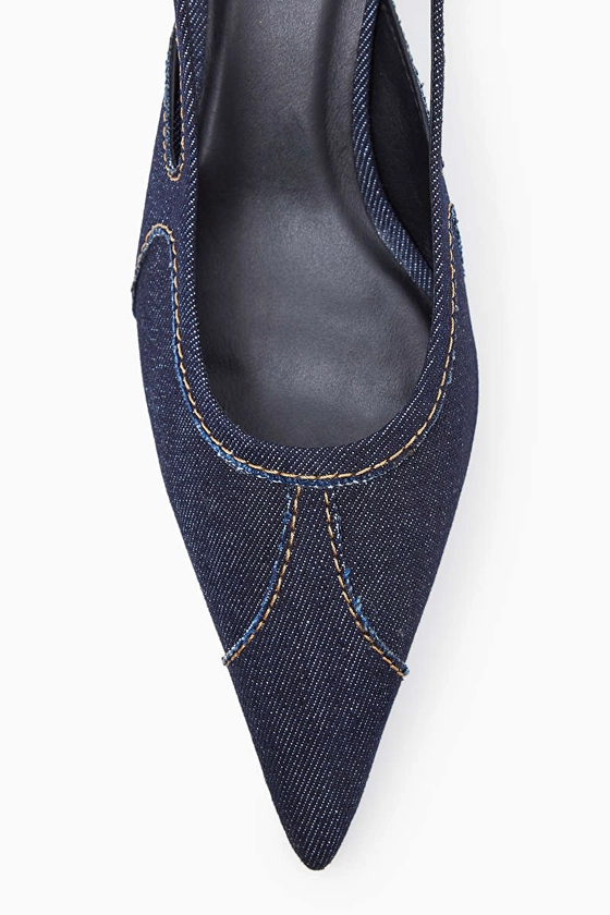 DENIM POINTED SLINGBACK KITTEN HEELS - INDIGO - COS