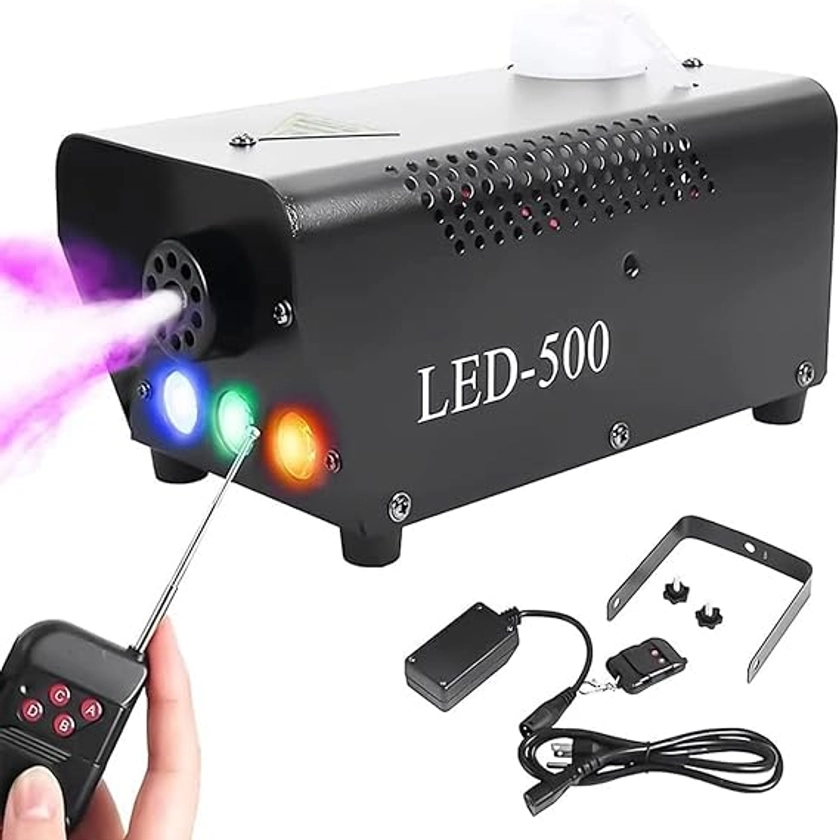 YaeCCC Machine à fumée 500 W avec lumières LED colorées intégrées, télécommande sans fil pour mariage, Halloween et effet de scène : Amazon.ca: Instruments de musique, scène et studio