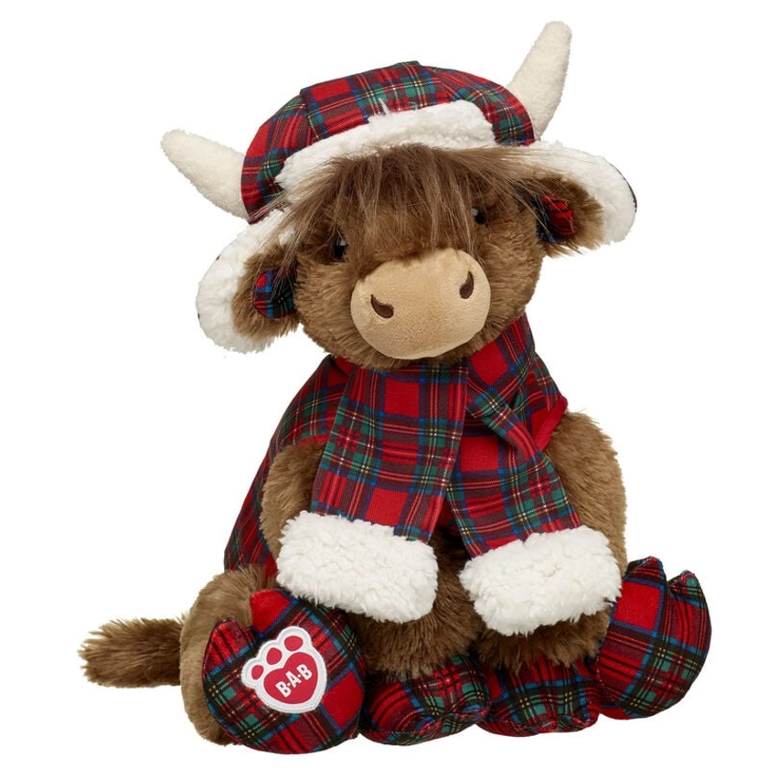 Tartan Highland Cow Stuffed Animal Vest and Scarf Gift Set