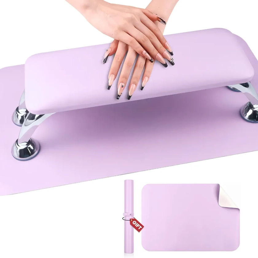 Saviland Repose Main Ongle: Violet Coussin Ongle Repose Main Imperméable et Antidérapant, Coussin Ongle Repose Main Comfortable Détachable, Materiel Onglerie Professionnel pour Prothesiste Ongulaire