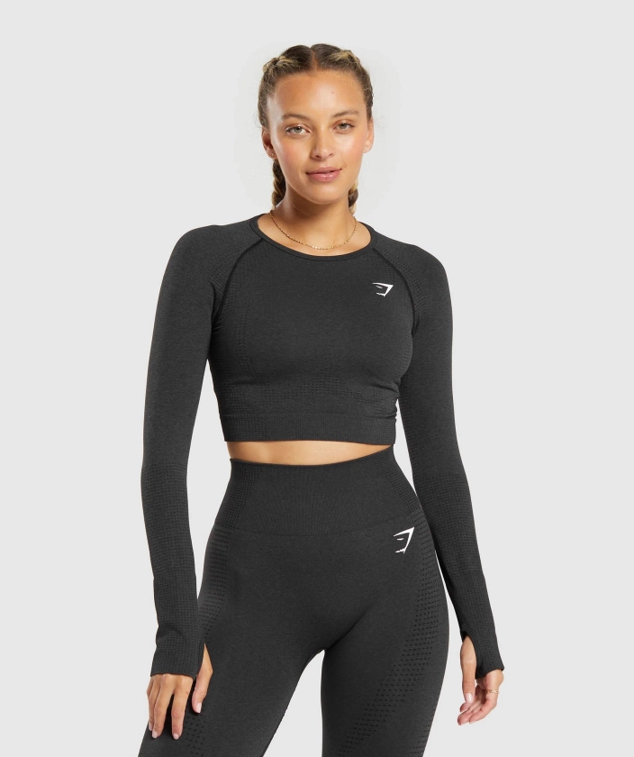 Gymshark Vital Seamless 2.0 Crop Top - Black Marl