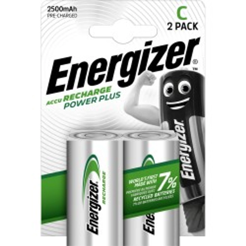 2 Piles Rechargeables C / HR14 2500mAh Energizer Power Plus