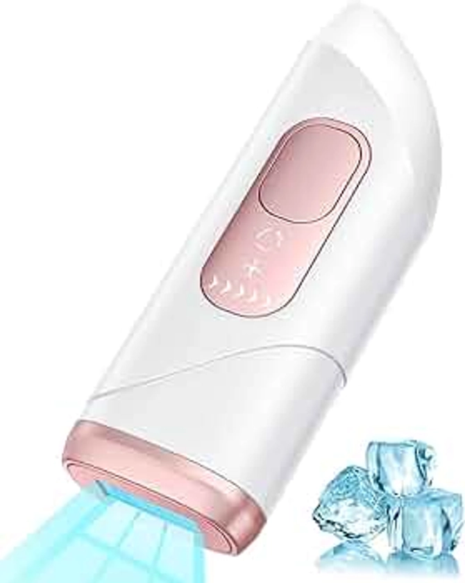 AMINZER IPL Hair Removal Device with Ice Cooling System, Laser Hair Removal Device 600nm-1200nm Red Light, 5 Energy Levels, Unlimited Flashes, Painless IPL Laser Hair Remover for Women Men