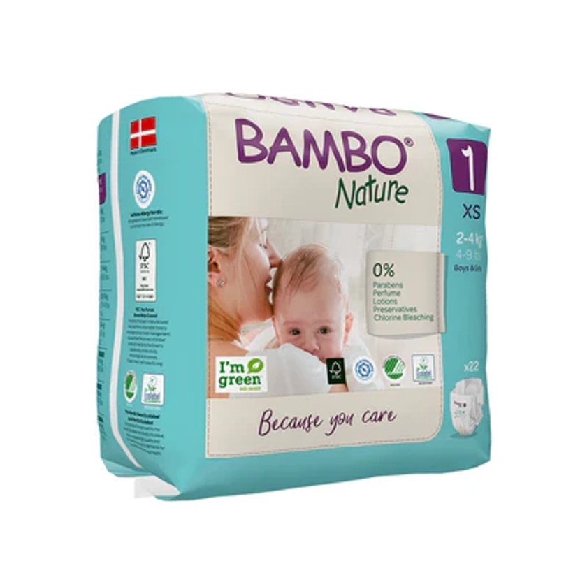 Pañal Eco Friendly Talla 1 XS Bambo Nature 22 unidades