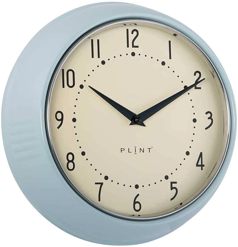 PLINT Horloge Murale rétro Silent Non-Ticking Décoratif Ice Color Wall Clock, Rétro Style Décoration Murale pour la Cuisine Living Room Home, Bureau, École, Easy to Read Large Numbers