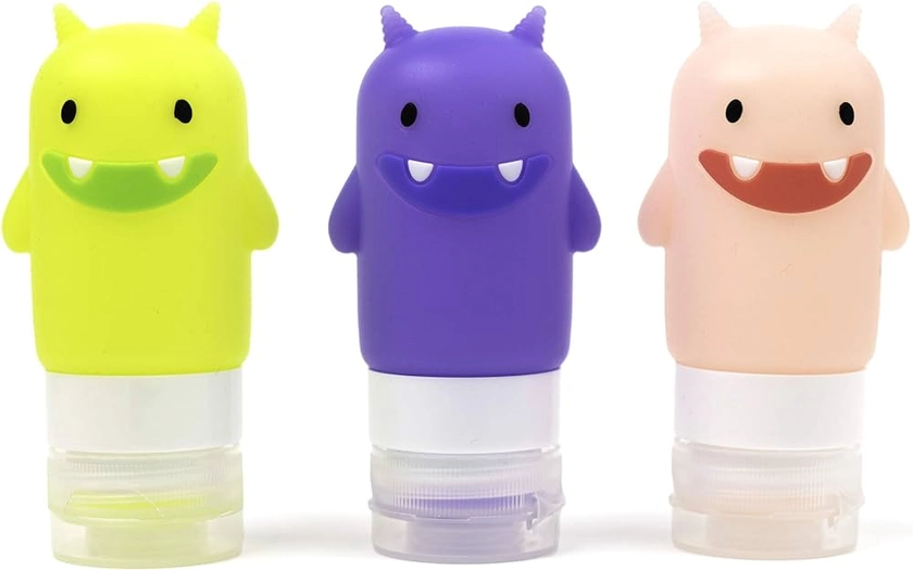 Amazon.com: Yumbox Silicone Squeeze Bottle (Set of 3 - Funny Monsters) Leakproof Mini Condiment Squeeze Bottles, Sauce Containers for Lunch Box, salad dressing bottles with flip cap, easy fill and clean. : Home & Kitchen