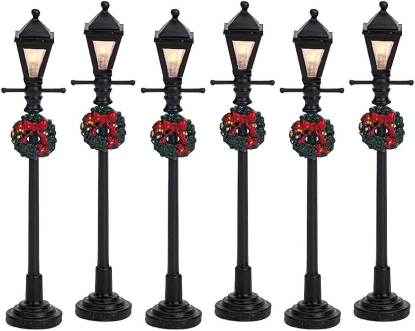 Lemax Christmas Village Gas Lantern Street Lamp Set of 6 Battery Operated (4.5V) - 64499