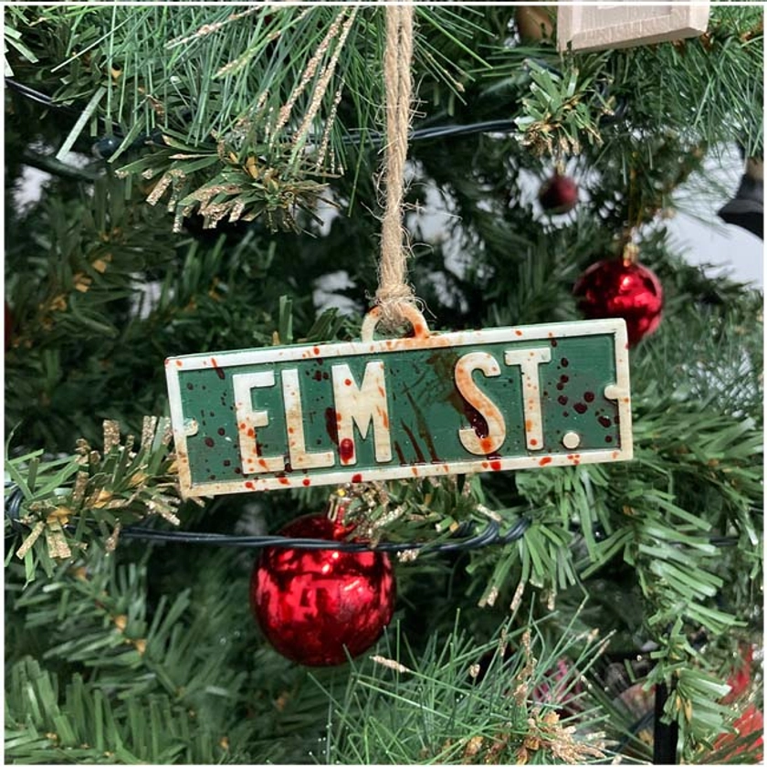 Christmas Tree Ornament - Elm Street Sign Bloody