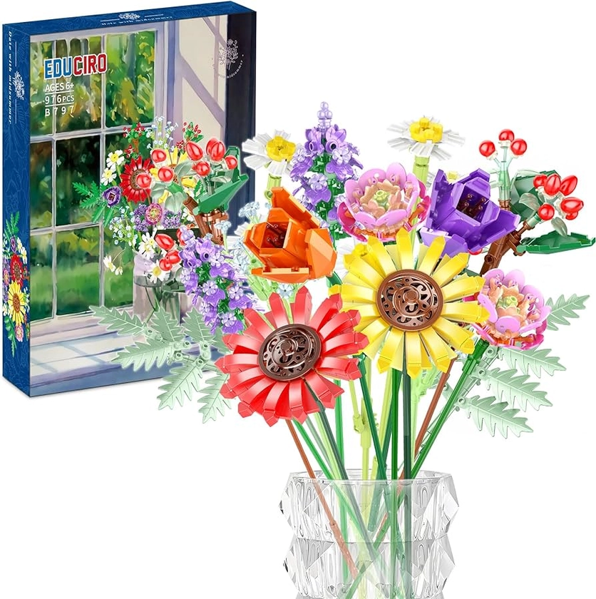 Amazon.com: Flowers Bouquet Building Set, Artificial Flower Botanical Collection Building Toys for Adults And Kids, Home Decor Gift for Monther's Day, Valentine Day, Birthday, Christmas Day - 976PCS : Grocery & Gourmet Food