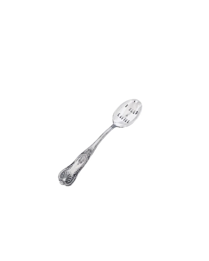 Vintage Silver Hand-stamped coffee spoon