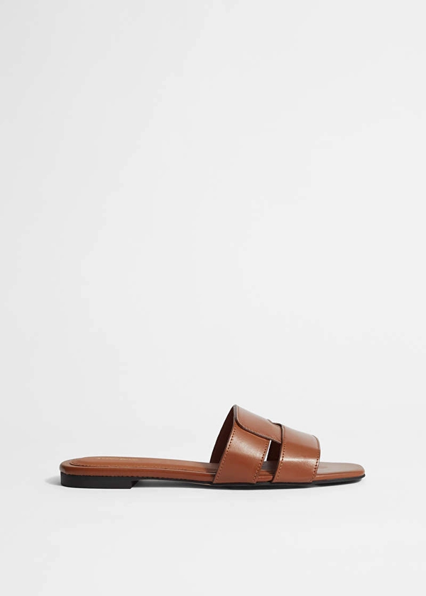 Leather Slides - Brown - & Other Stories GB