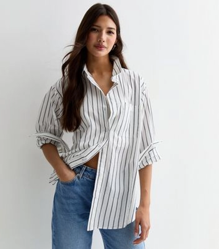 Blue Stripe Poplin Long Sleeve Shirt