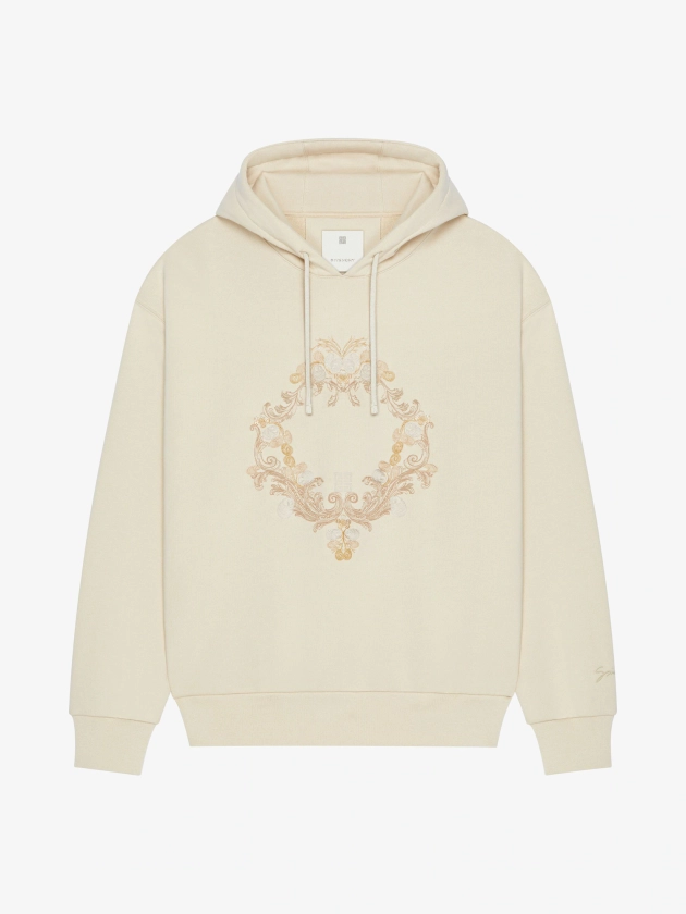 Hoodie en molleton avec broderie baroque - argile | GIVENCHY FR