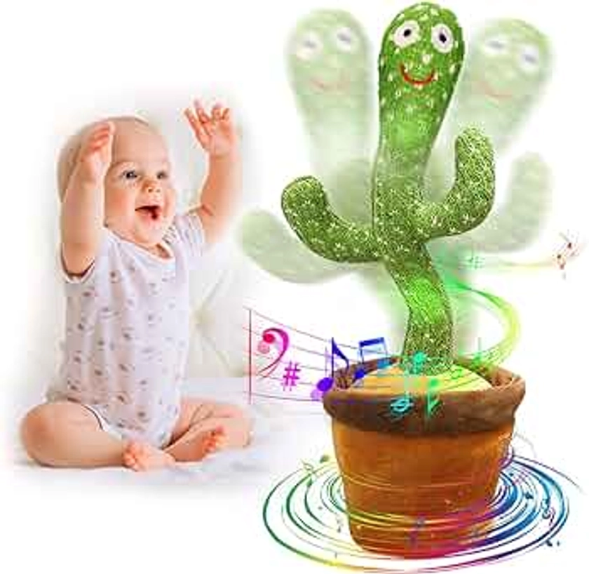 seOSTO Cactus Qui Danse, Chantant et Répète Ce Qu on Dit Parlant Peluche Interactive