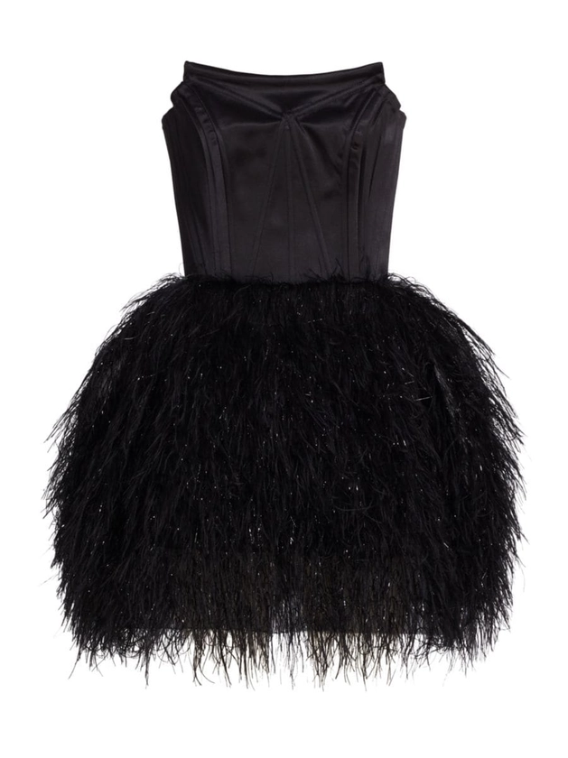 Shop Michael Costello Collection Xixi Strapless Feather Minidress | Saks Fifth Avenue