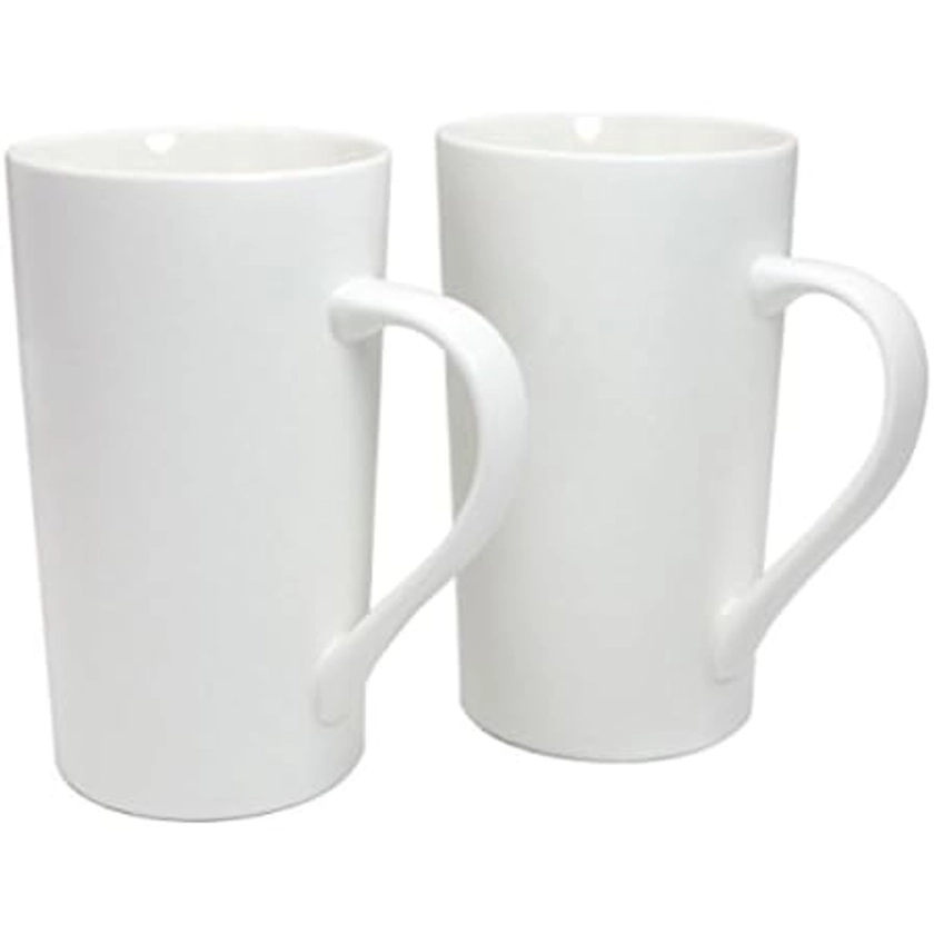 Amazon.com: Smilatte Caneca de café extra grande de 590 ml, xícara de chá de cerâmica grande lisa M007 com alça para pai e homens, branca : Casa