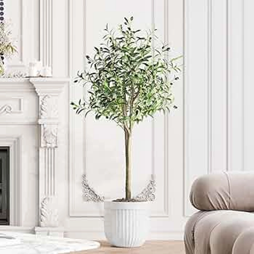 YOLEO 5FT Artificial Olive Tree Tall Faux Silk Olive Planet with Lifelike Olive Leaves Fake Olive Tree for Home Office Indoor Decor