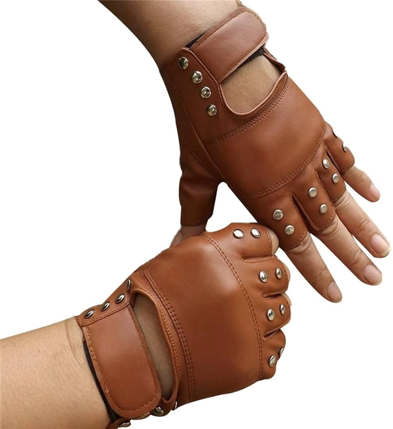 Punk Rivets Gloves Women PU Leather Gloves Dance Hip-hop Fingerless Gloves Half Finger Gloves