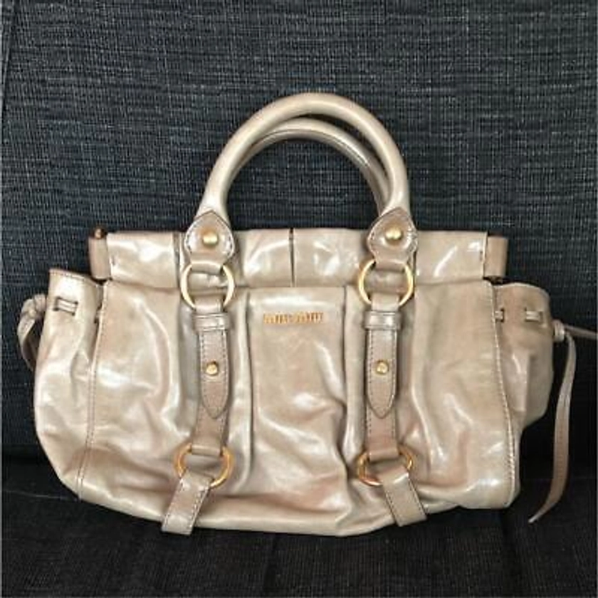 Miu Miu Leather Shoulder Bag Auth Beige Medium Women Italy | eBay