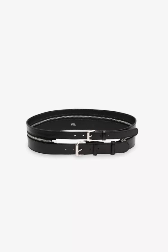 ZIP WAIST BELT WITH DOUBLE BUCKLE