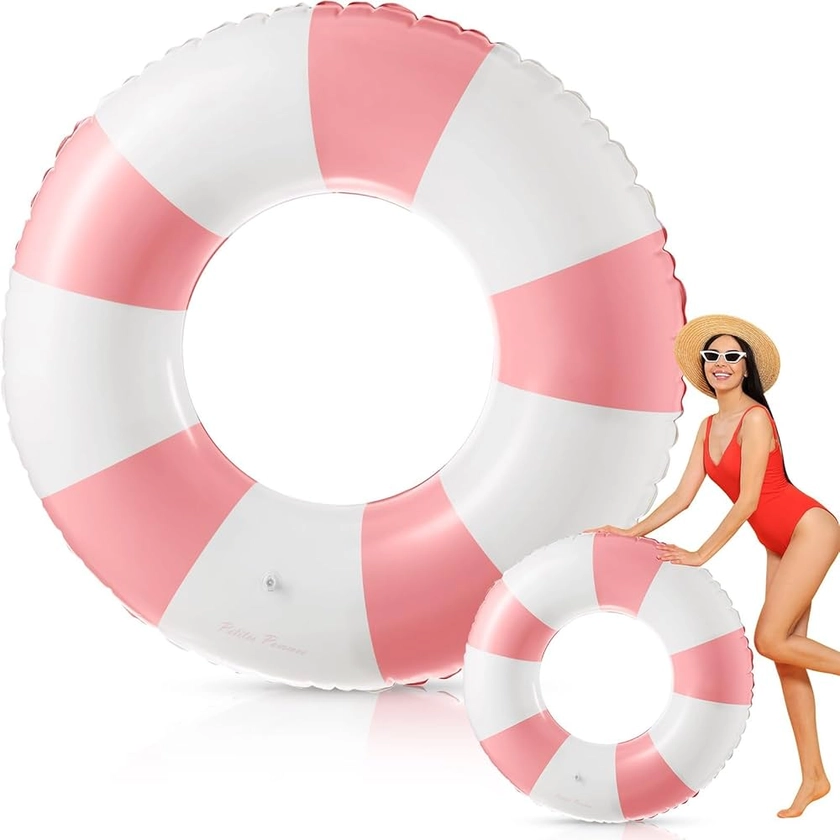 Anneau de Natation Bouée de Piscine, Anneau de Natation Gonflable Adulte, Bouée Gonflable Rétro Rayée en PVC Bouée Piscine, pour Les Vacances à la Plage et Les fêtes de Piscine (Rose) : Amazon.fr: Jeux et Jouets