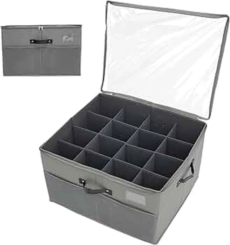 Boîte de rangement à chaussures pour placard - Convient pour 16 paires de grandes boîtes à chaussures avec couvercles transparents et 2 poches en maille - Bacs de rangement pliables avec séparateurs