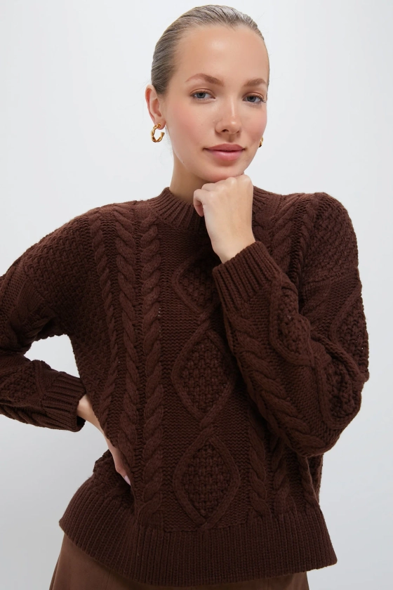 Chocolate Cable Knit Verbier Sweater | Hyacinth House