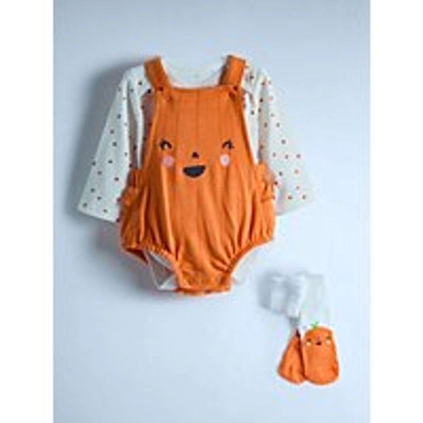 Halloween Spotty Pumpkin Bodysuit Romper and Tights Outfit | Baby | George at ASDA