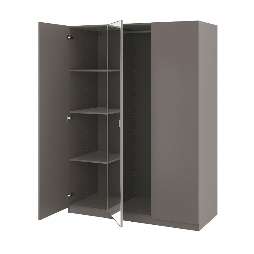 PAX / FORSAND/ÅHEIM combinaison armoire, gris foncé/miroir, 150x60x201 cm - IKEA