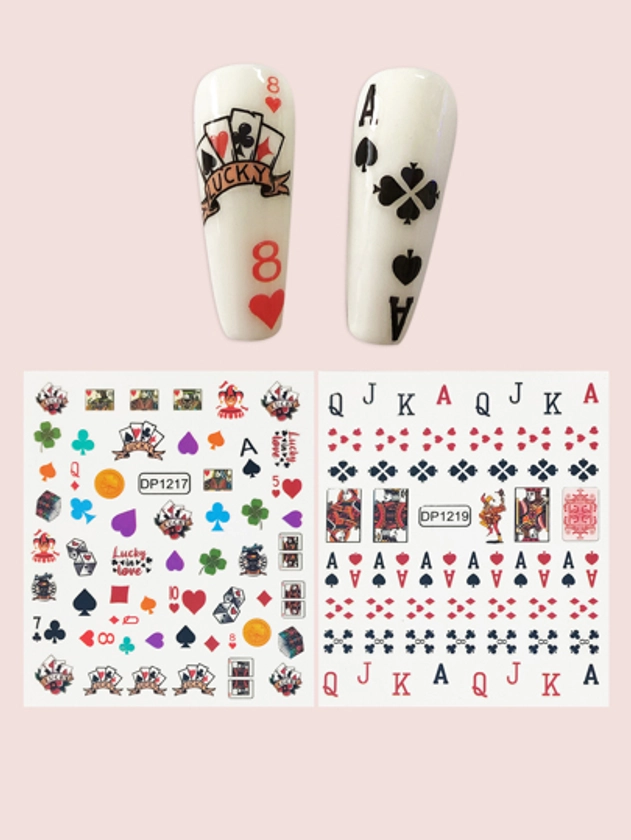 2sheets Playing Card Nail Art Sticker