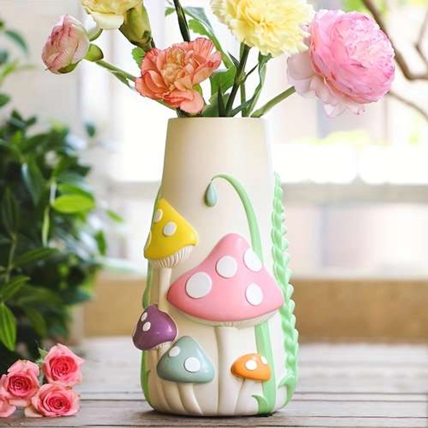 1pc Pastel Mushrooms Vase For Flower, 8-Inch-Tall Rainbow Funky Mushroom Decor, Eclectic Female Form Butt Vases For Flowers, Unique Colorful Decorative Vase, Cute Room Decor Aesthetic