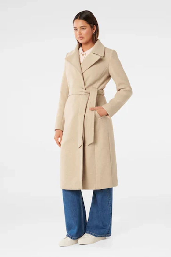 Forever New Cream Polly Wrap Coat