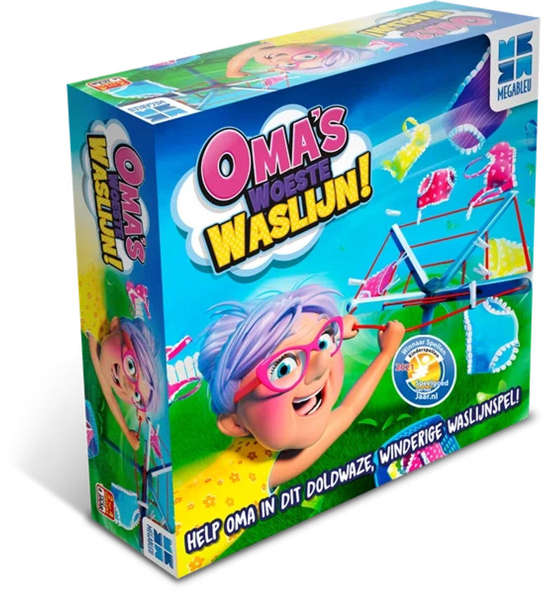 Oma's Woeste Waslijn - Actiespel - Spelletjes voor Kinderen - Met Draaiende Waslijn