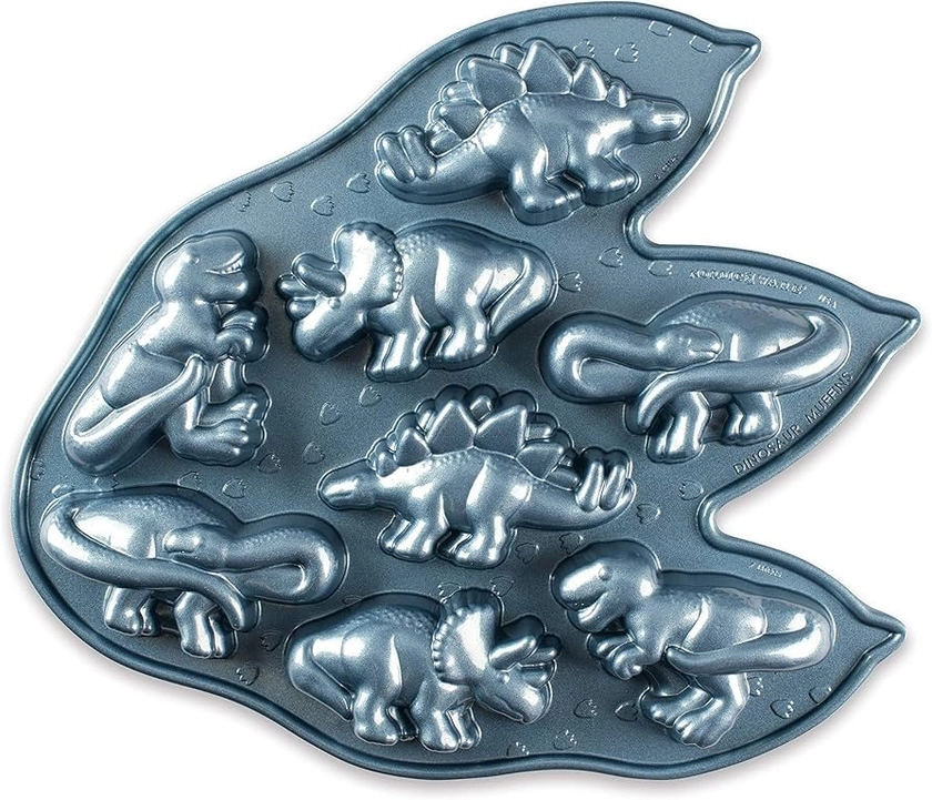 Nordic Ware Pro Dinosaur Cake Tin, Cast Aluminium Cakelet, Non-Stick Pan Made in The USA, Blue, 3 Cup Capacity