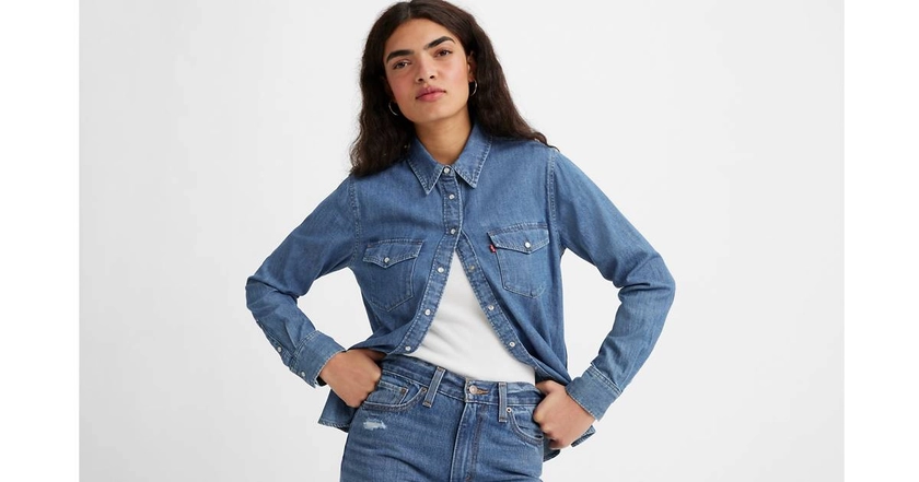 Iconic Lightweight Western Shirt - Blue | Levi's® GB