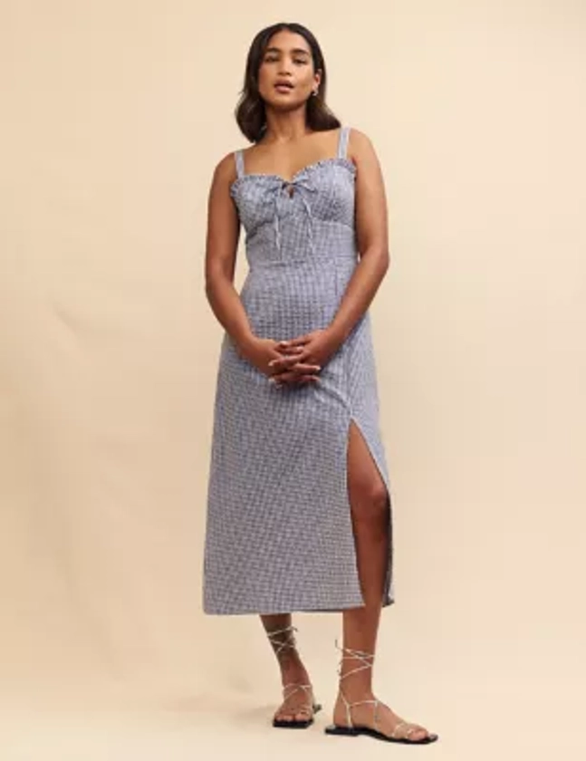 Cotton Rich Gingham Midi Slip Dress