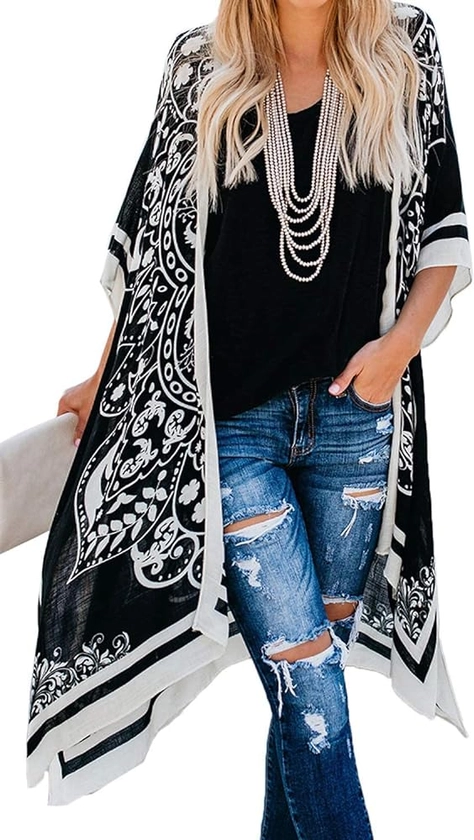 Women's Kimono Swimsuit Coverups Summer Beach Casual Loose Cardigans for Swimwear