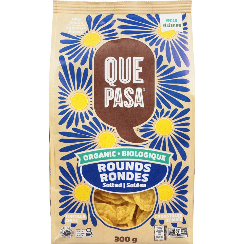 Que Pasa Tortilla Chips Organic Rounds Salted - 300 g | Real Canadian Superstore