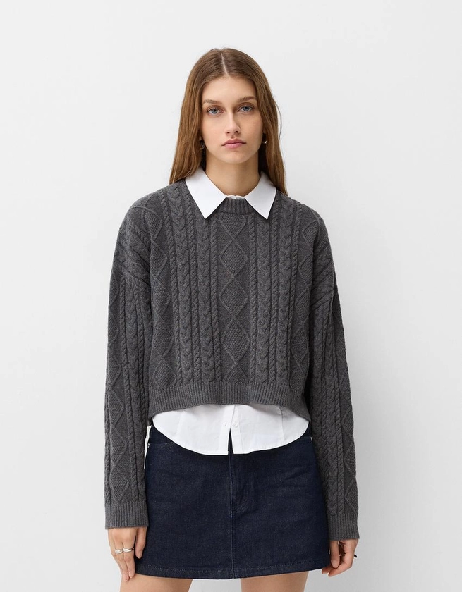 Woven round neck sweater - Knitwear - BSK Teen