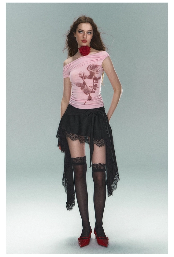 STRIKE A POSE punk irregular bow skirt - shop.cor