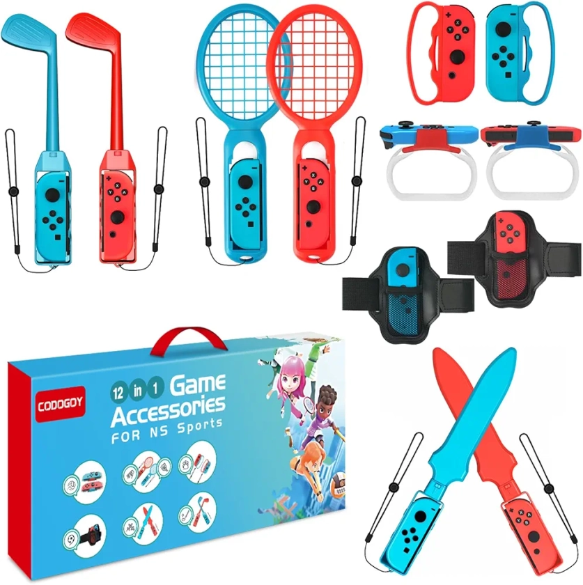 Switch Sports Accessories - CODOGOY 12 in 1 Switch Sports Accessories Bundle for Nintendo Switch Sports,Family Accessories Kit Compatible with Switch/Switch OLED Sports Games