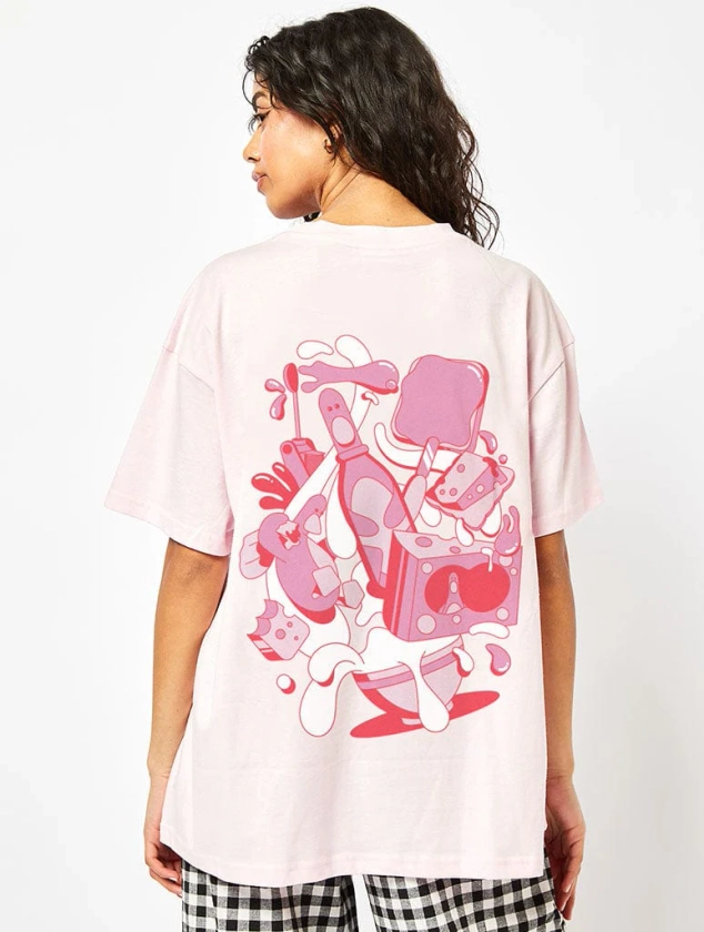 Wallace &amp; Gromit x Skinnydip Feathers T-Shirt In Pink